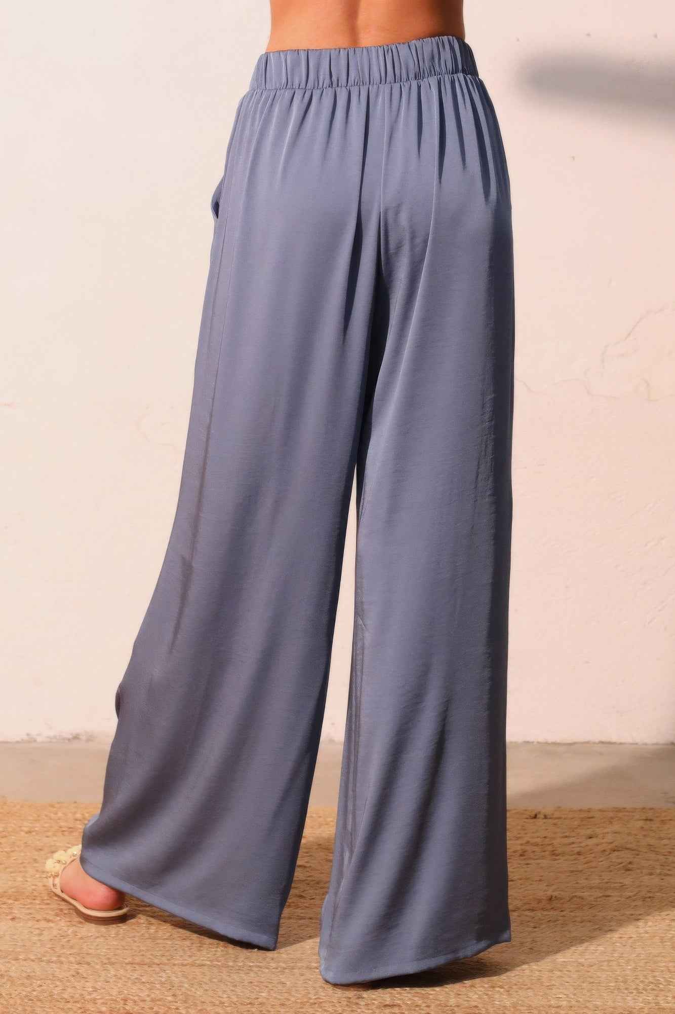 Washed Poly Silk Pocket Pants