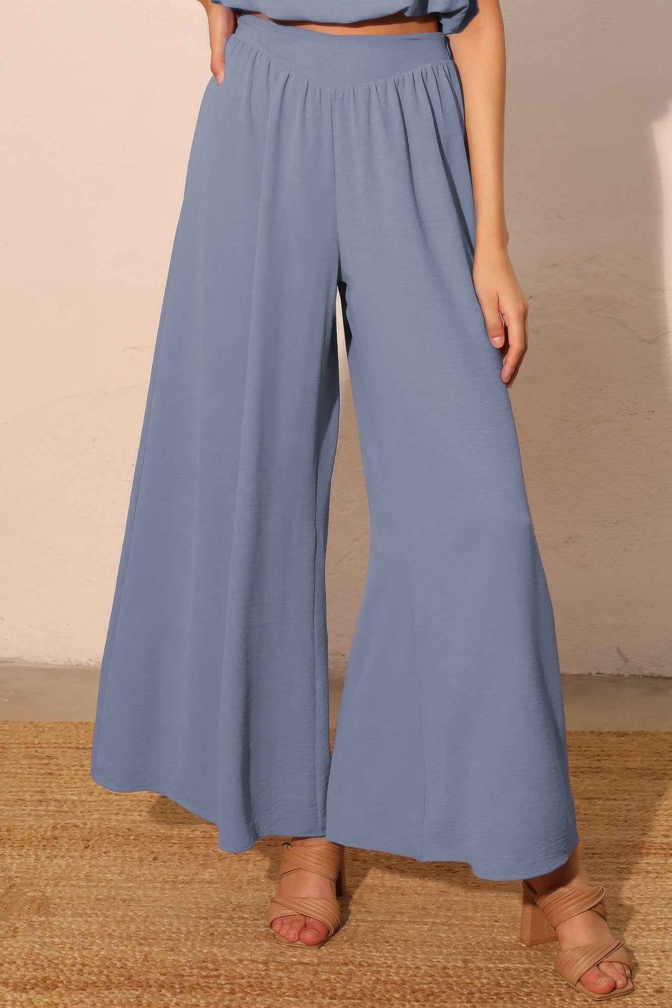 Matte Crepe Wide Leg Swing Pants
