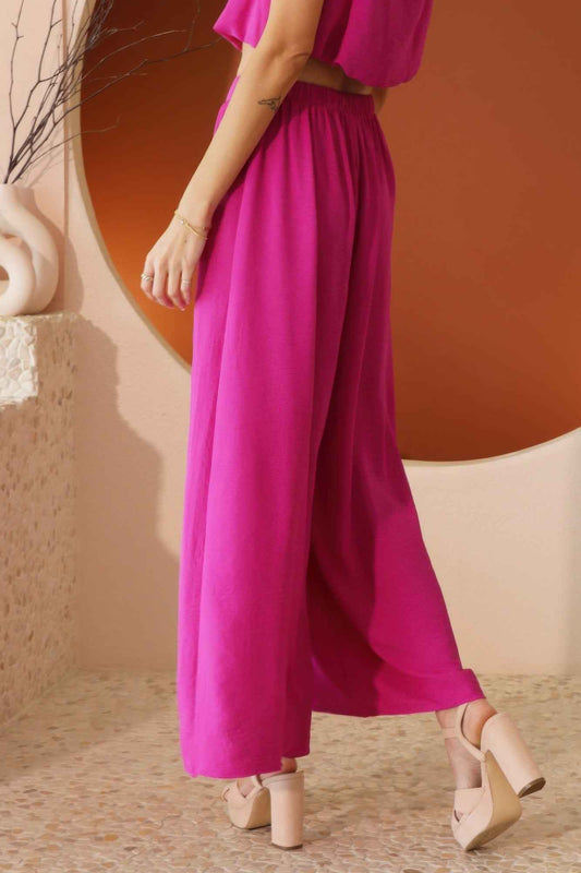 Matte Crepe Wide Leg Swing Pants