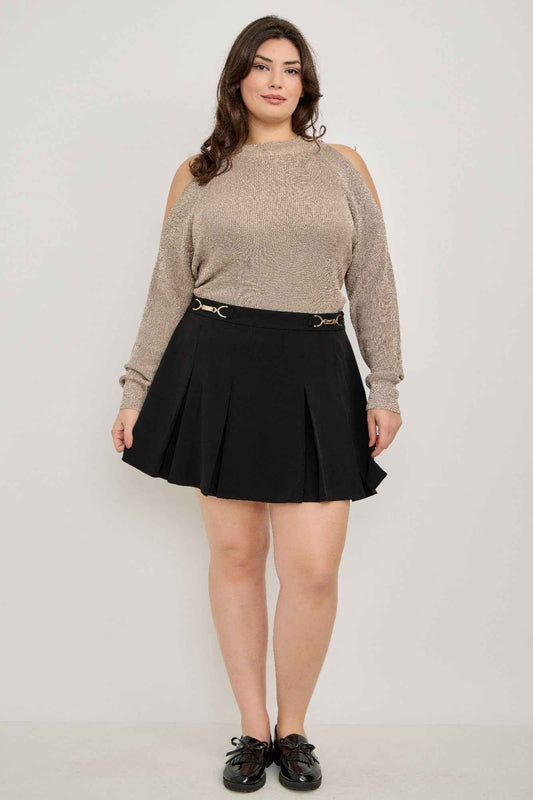 Plus Size Cold-shoulder Knit Sweater