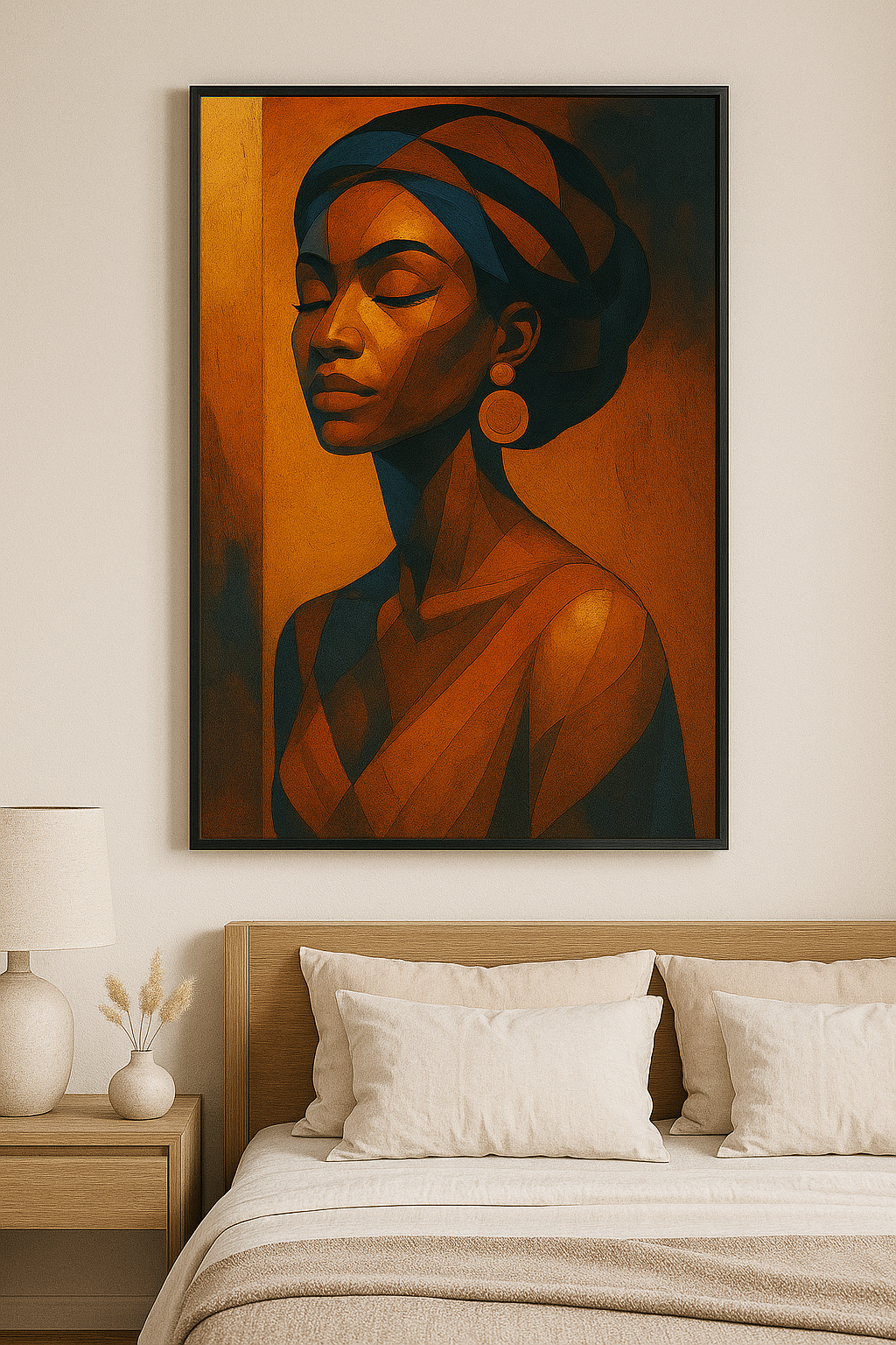 "Elegance in Stillness" – Cubist Abstract Portrait Fashion Art Print | Fashioin | NSF