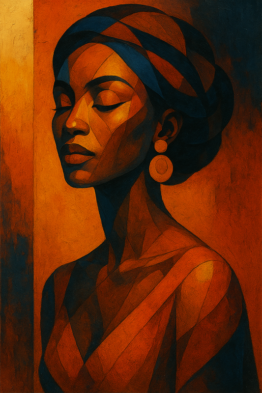 "Elegance in Stillness" – Cubist Abstract Portrait Fashion Art Print | Fashioin | NSF