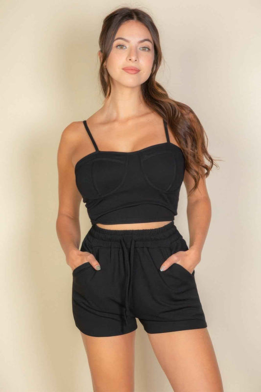 Bustier Cami Top & Slant Pocket Wide Shorts – New Arrival Now Live