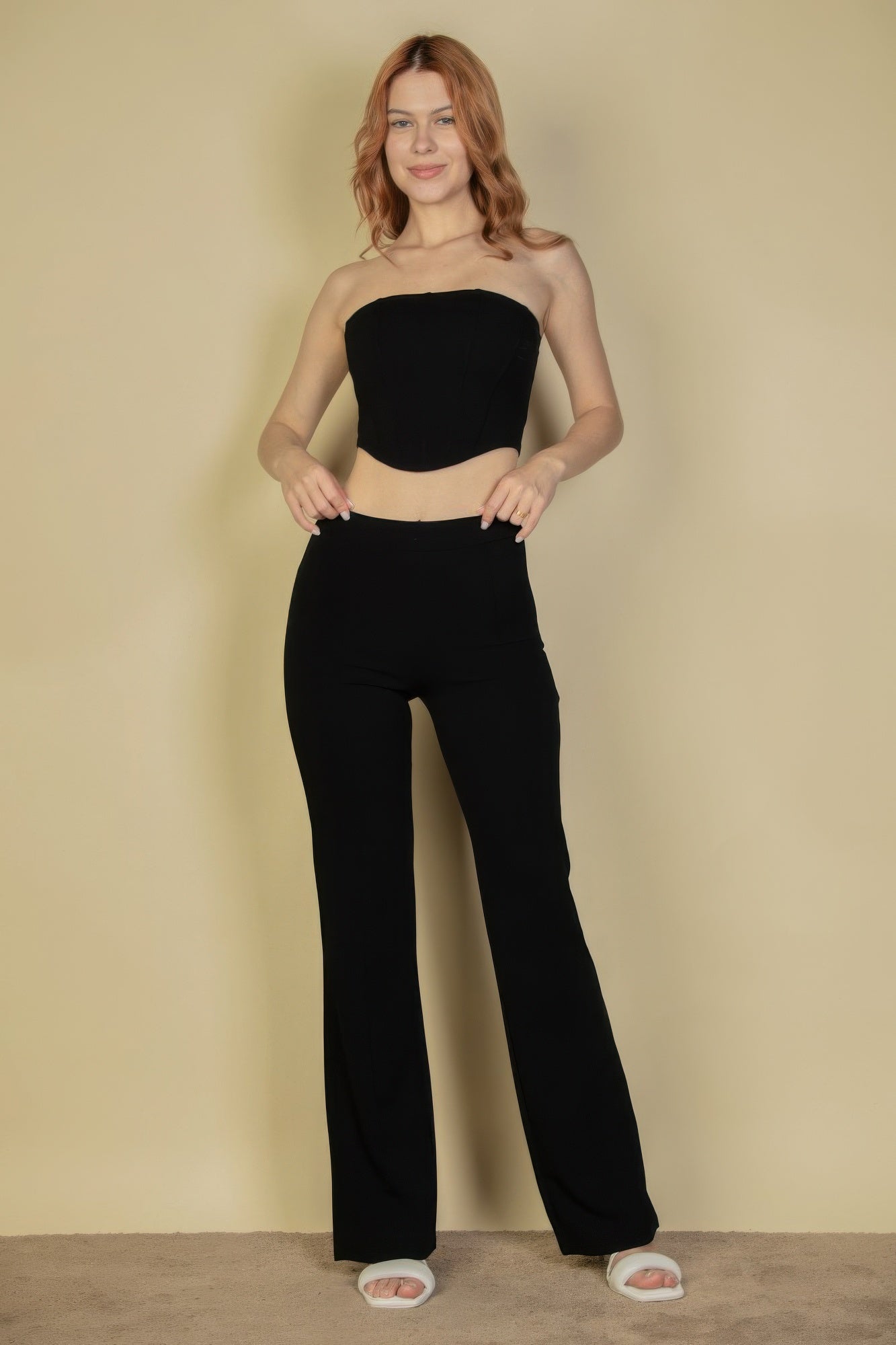 Strapless Corset Top & Flare Pants Set – New Arrival Now Live