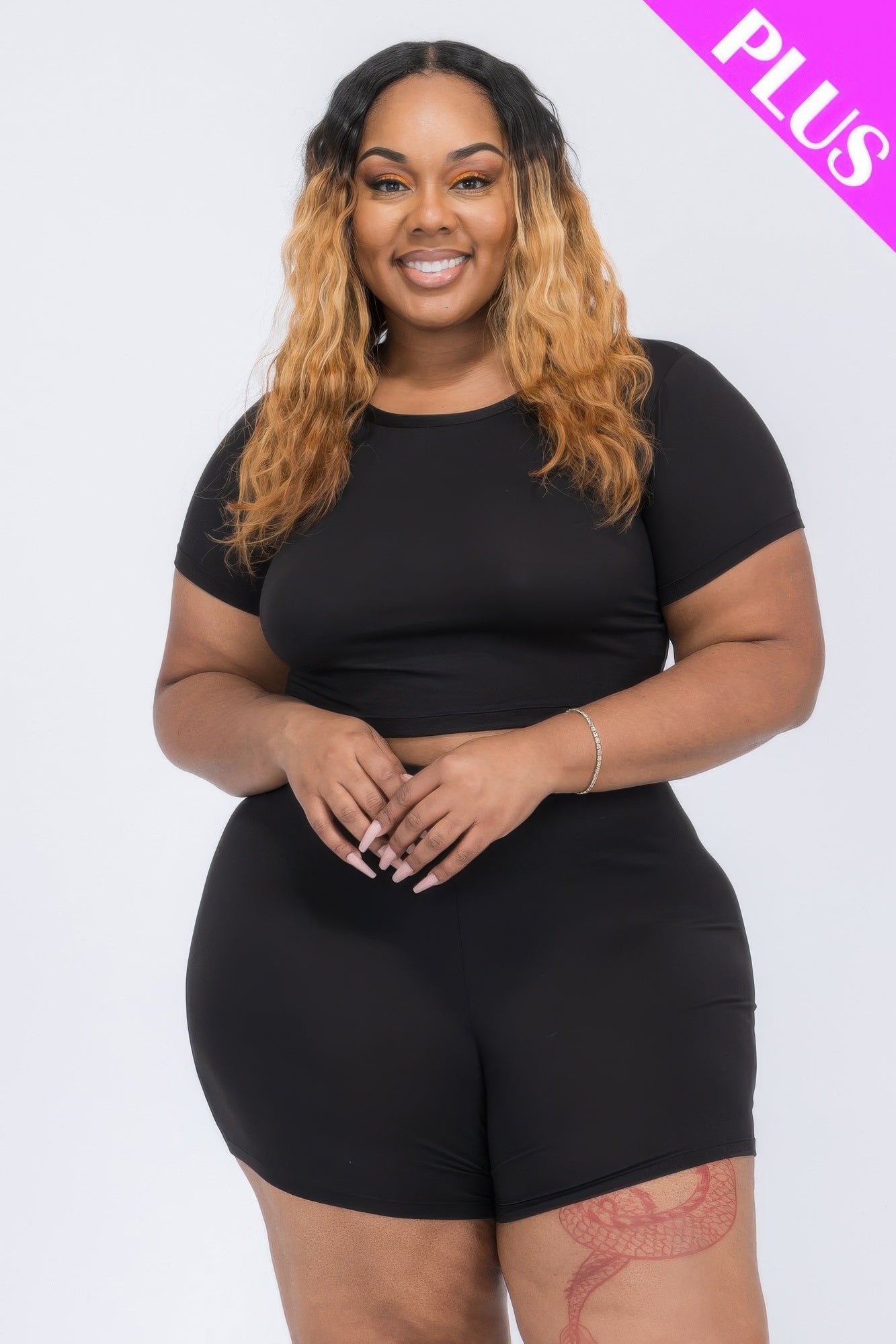 Plus Size Short Sleeve Crop Top & Shorts Set – New Arrival Now Live
