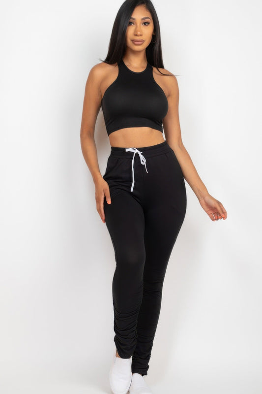 Crop Tank Top & Ruched Pants Set – New Arrival Now Live