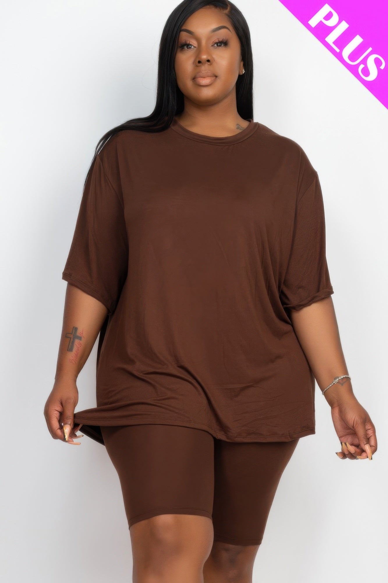 New Arrival – Plus Size Loose Fit Top & Biker Shorts Set – Stylish & Comfortable – New Arrival Now Live