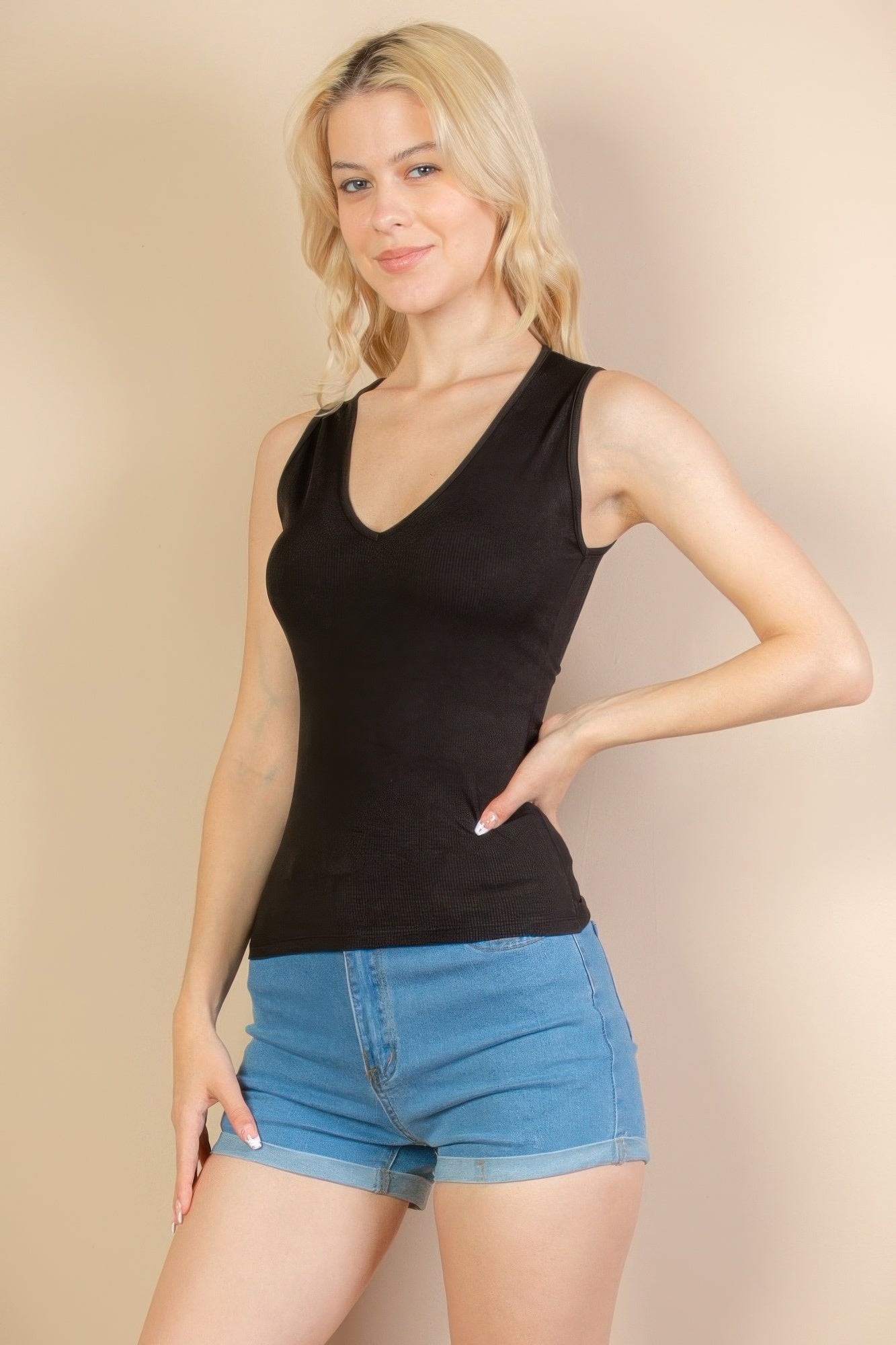 Ribbed V-neck Sleeveless Top – New Arrival Now Live