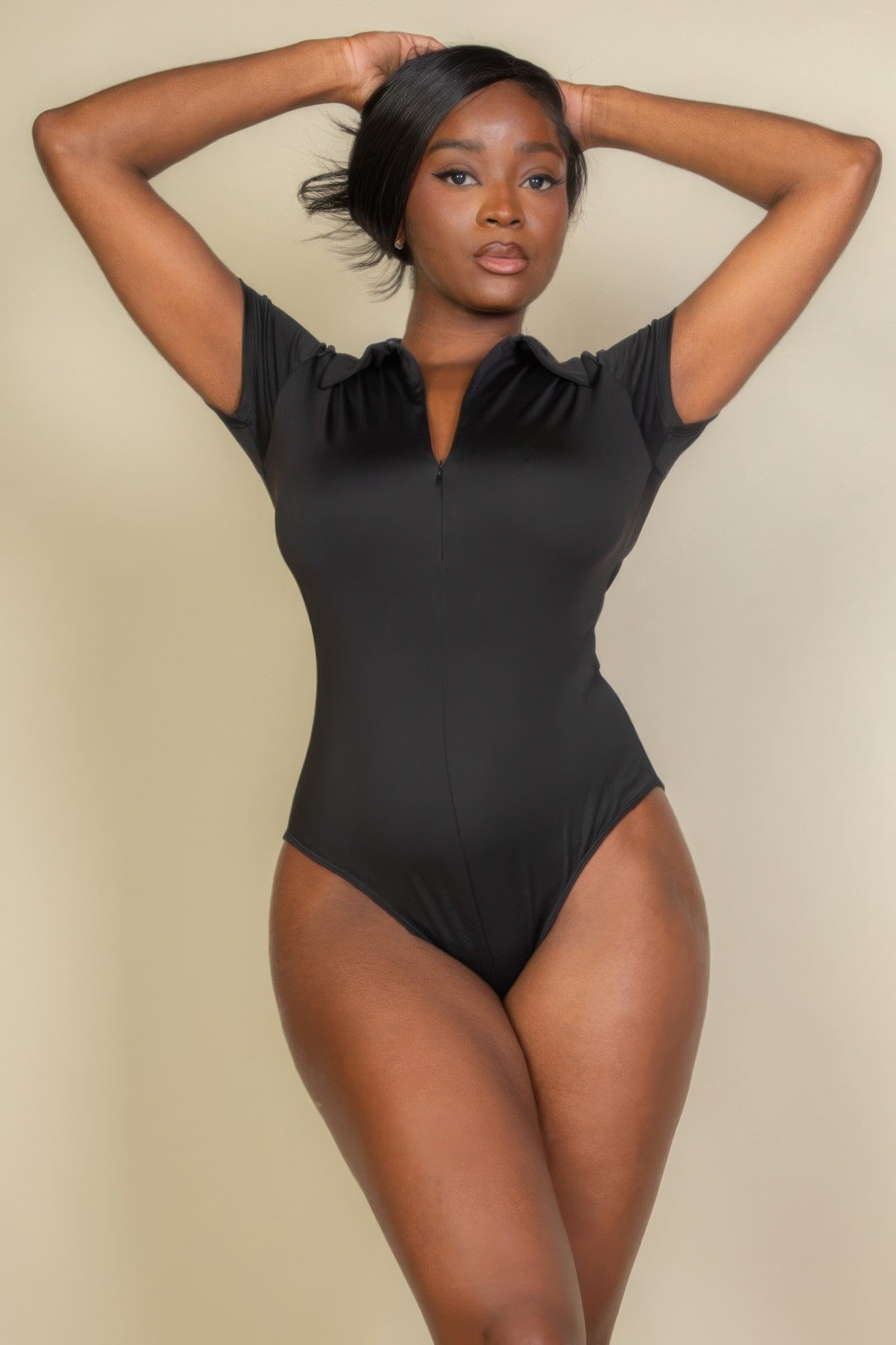 Zip Front Short Sleeve Bodysuit – New Arrival Now Live