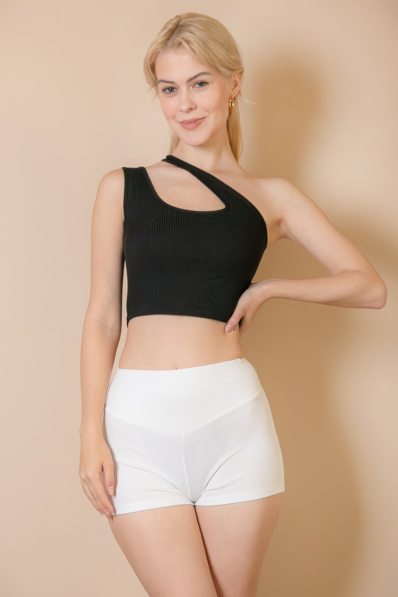 Ribbed One Shoulder Cross Strap Crop Top – New Arrival Now Live