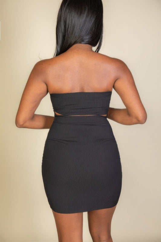 Ribbed Bandeau Cut Out Back Mini Bodycon Dress – New Arrival Now Live