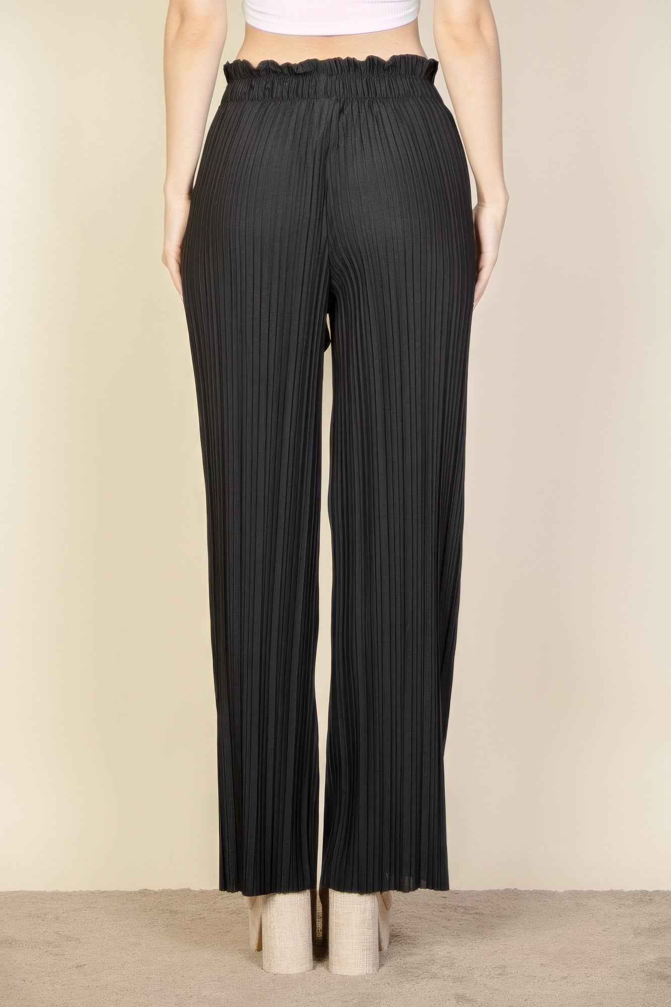 Pleated Stretch Crepe Pull-on Wide Leg Tie Front Pants – New Arrival Now Live