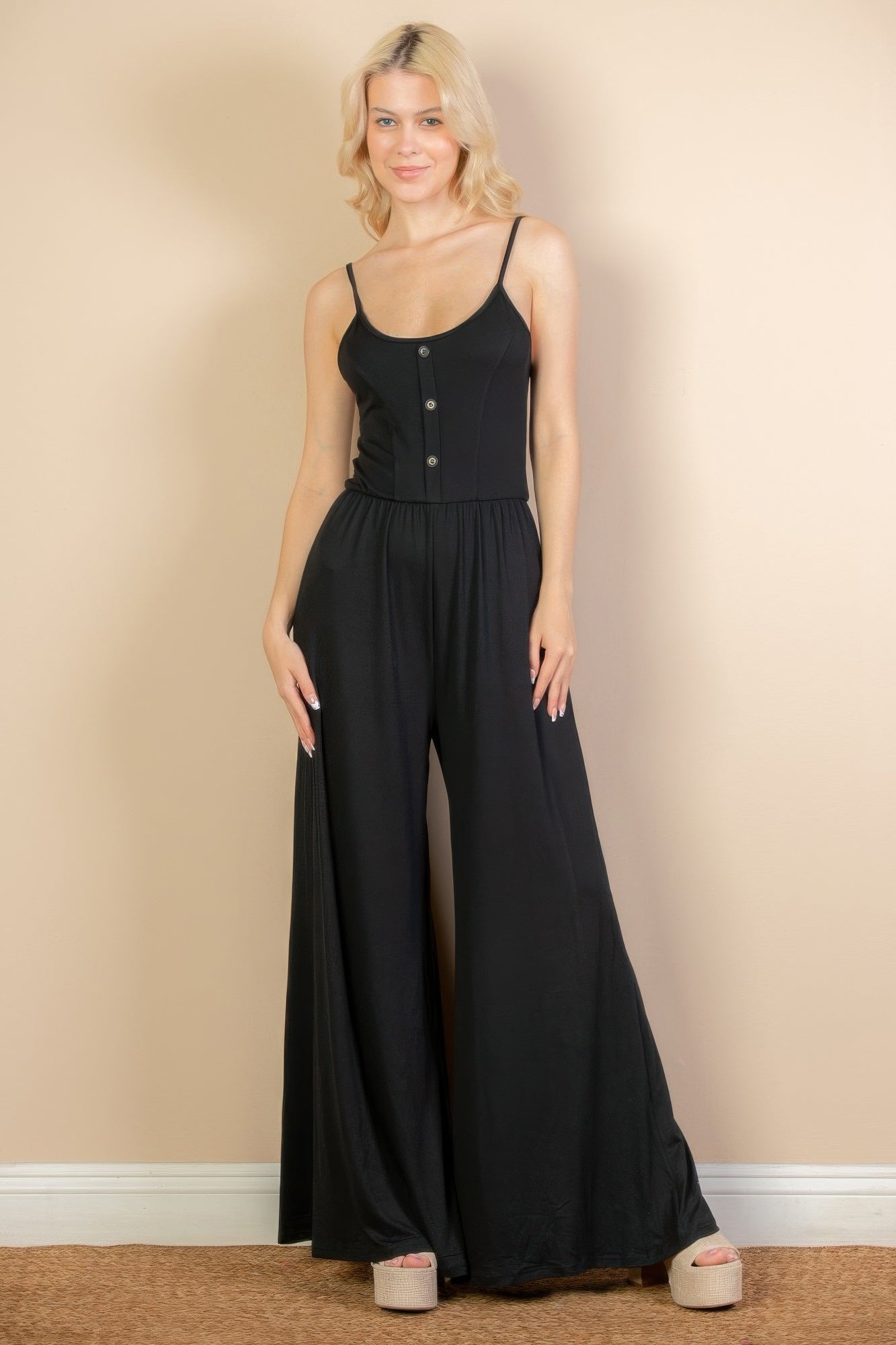 Button Front Wide Leg Jumpsuit – New Arrival Now Live