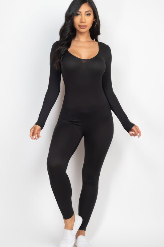 Scoop Neck Long Sleeve Bodycon Jumpsuit β New Arrival Now Live