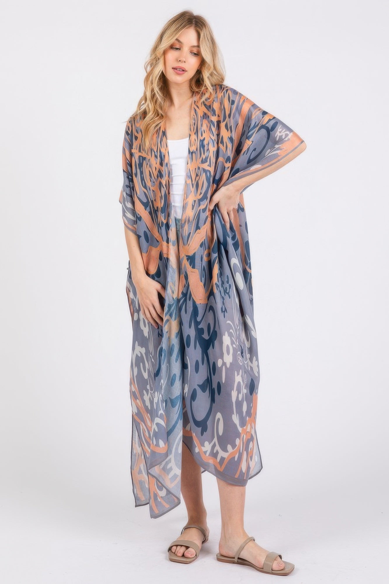 New Arrival – Boho Print Open Front Long Kimono – New Arrival Now Live