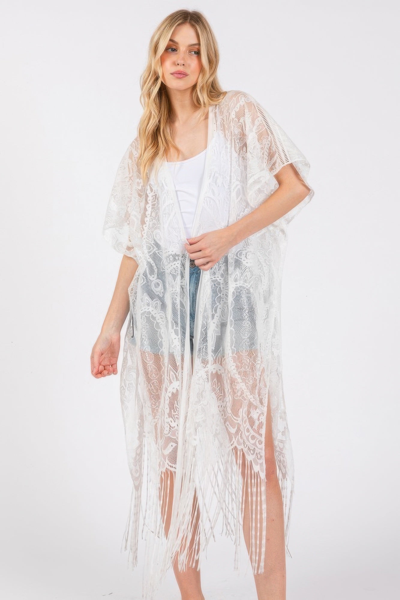 Elegant Lace Fringe Cover Up Kimono – New Arrival Now Live