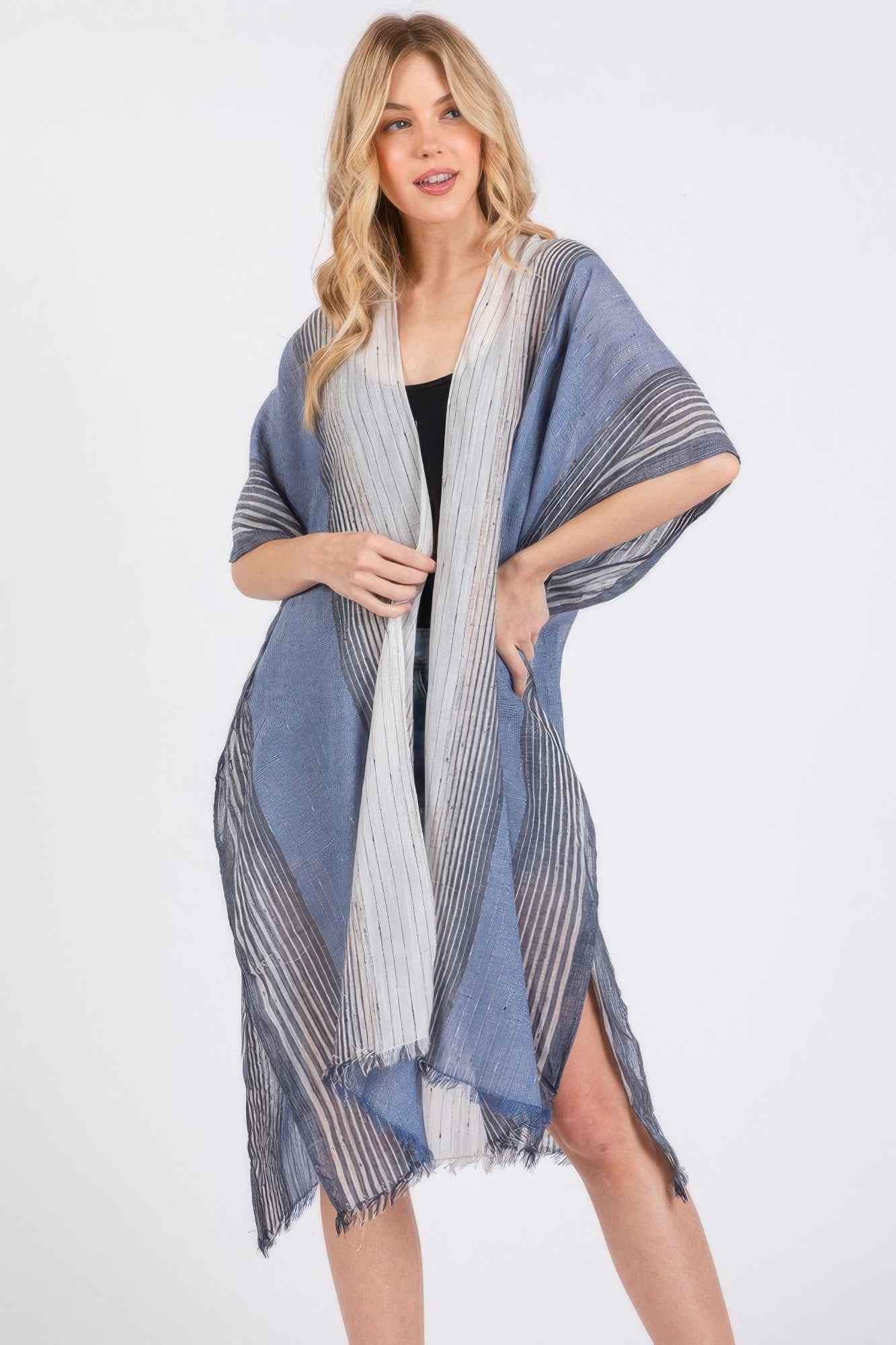 New Arrival – Striped Two Tone Cover Up Kimono – New Arrival Now Live
