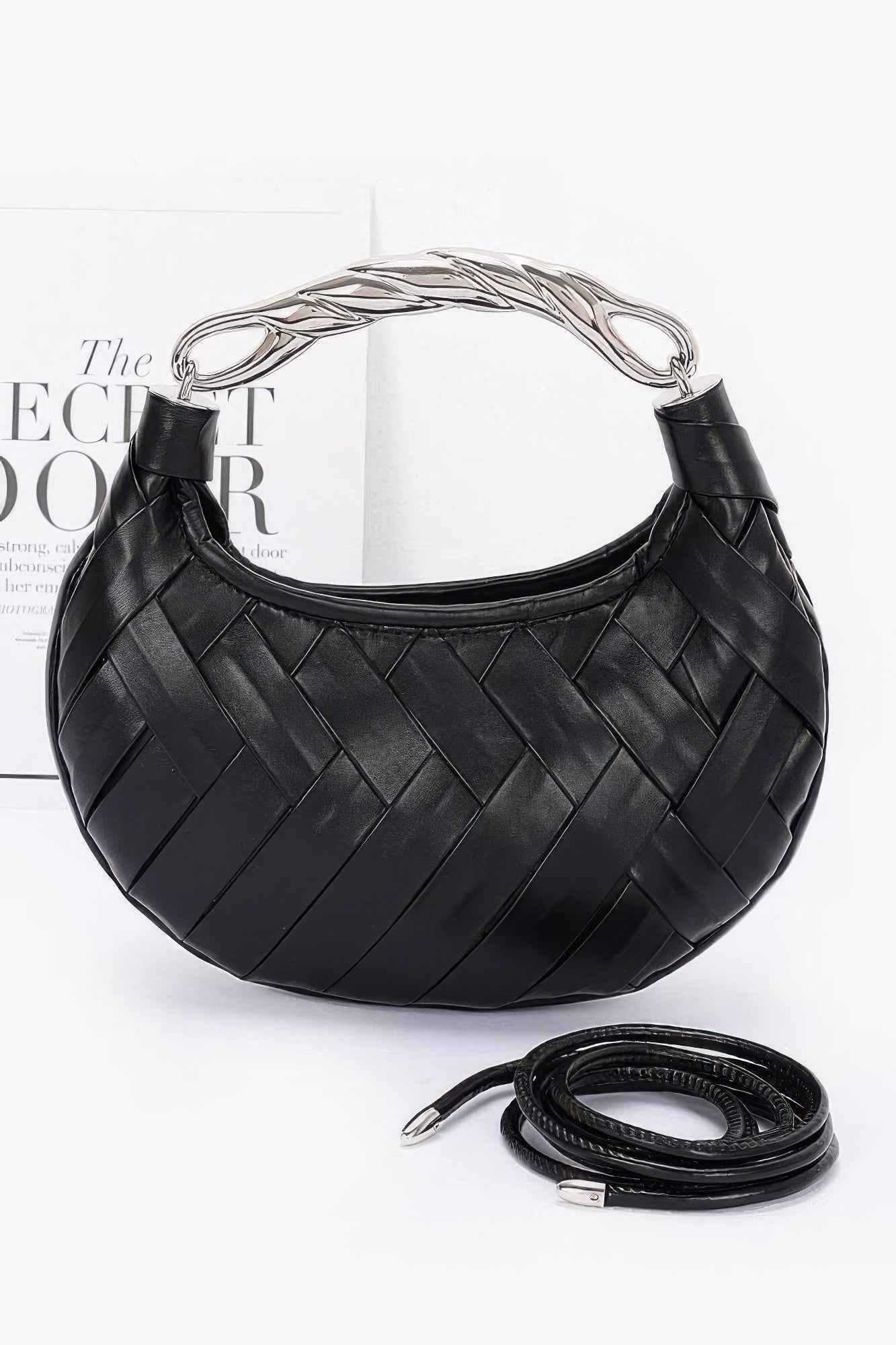 New Arrival – Faux Leather Braided Metal Handle Clutch – New Arrival Now Live