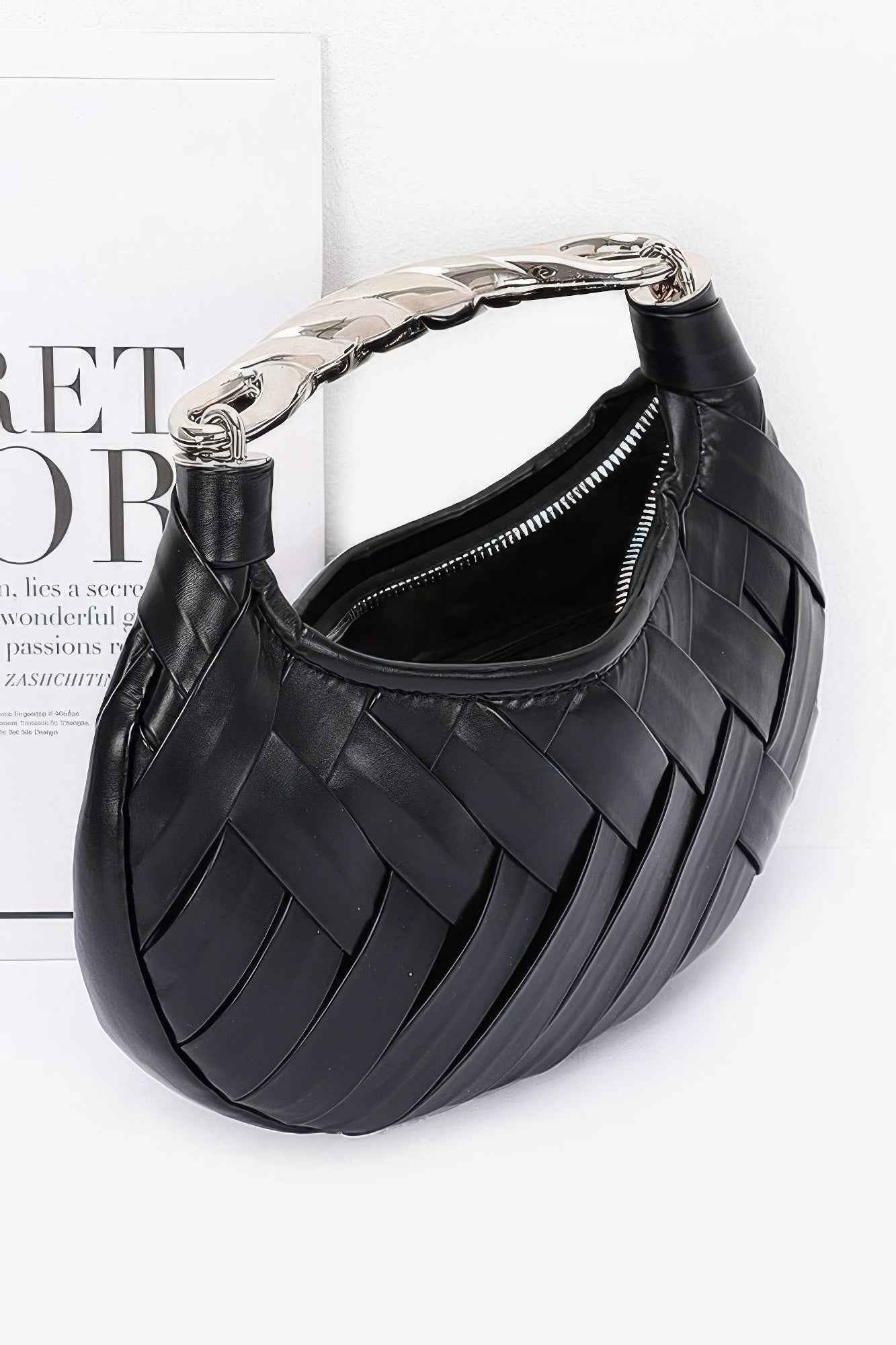 Faux Leather Braided Metal Handle Clutch – New Arrival Now Live