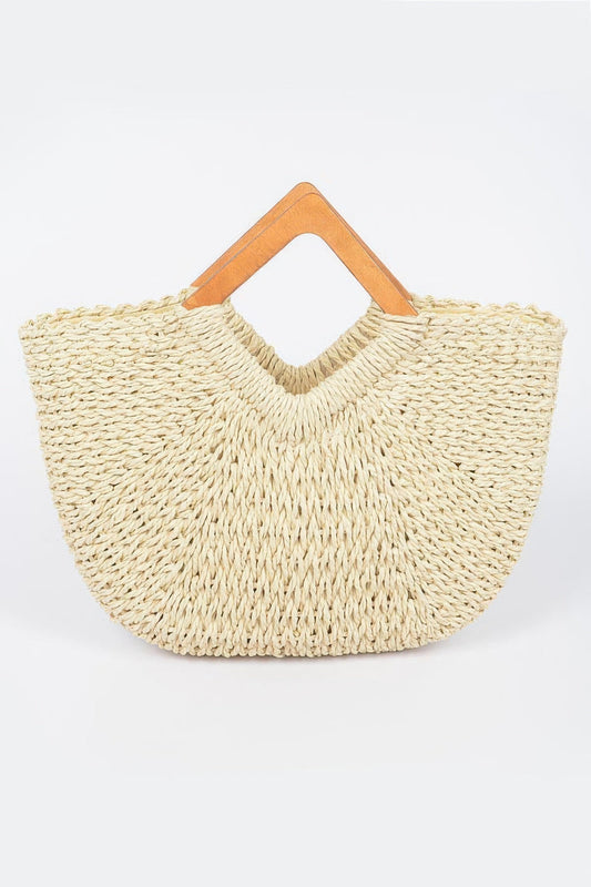 Faux Straw Wood Handle Tote Bag – New Arrival Now Live
