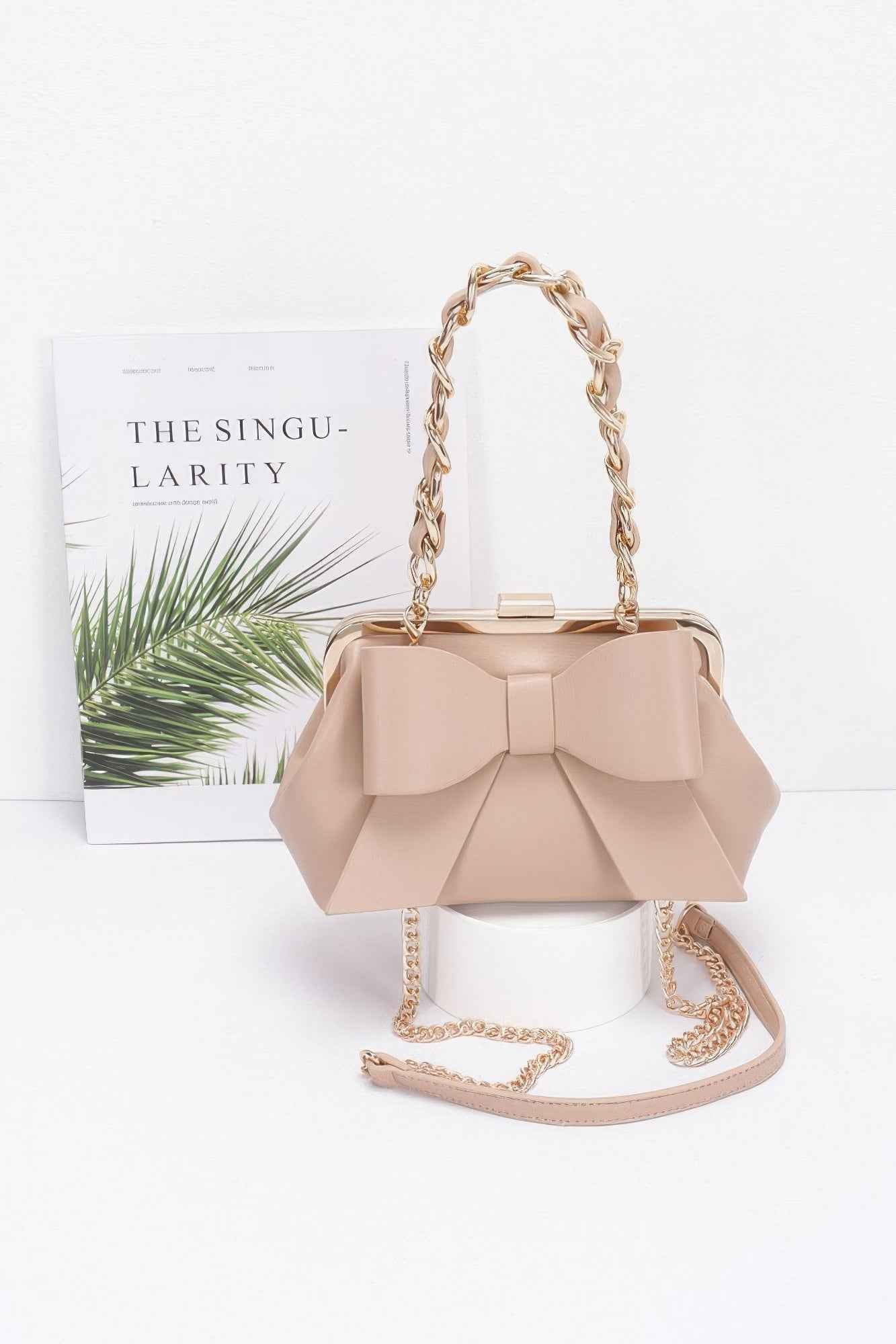 New Arrival – Faux Leather Ribbon Chain Handle Party Clutch – New Arrival Now Live