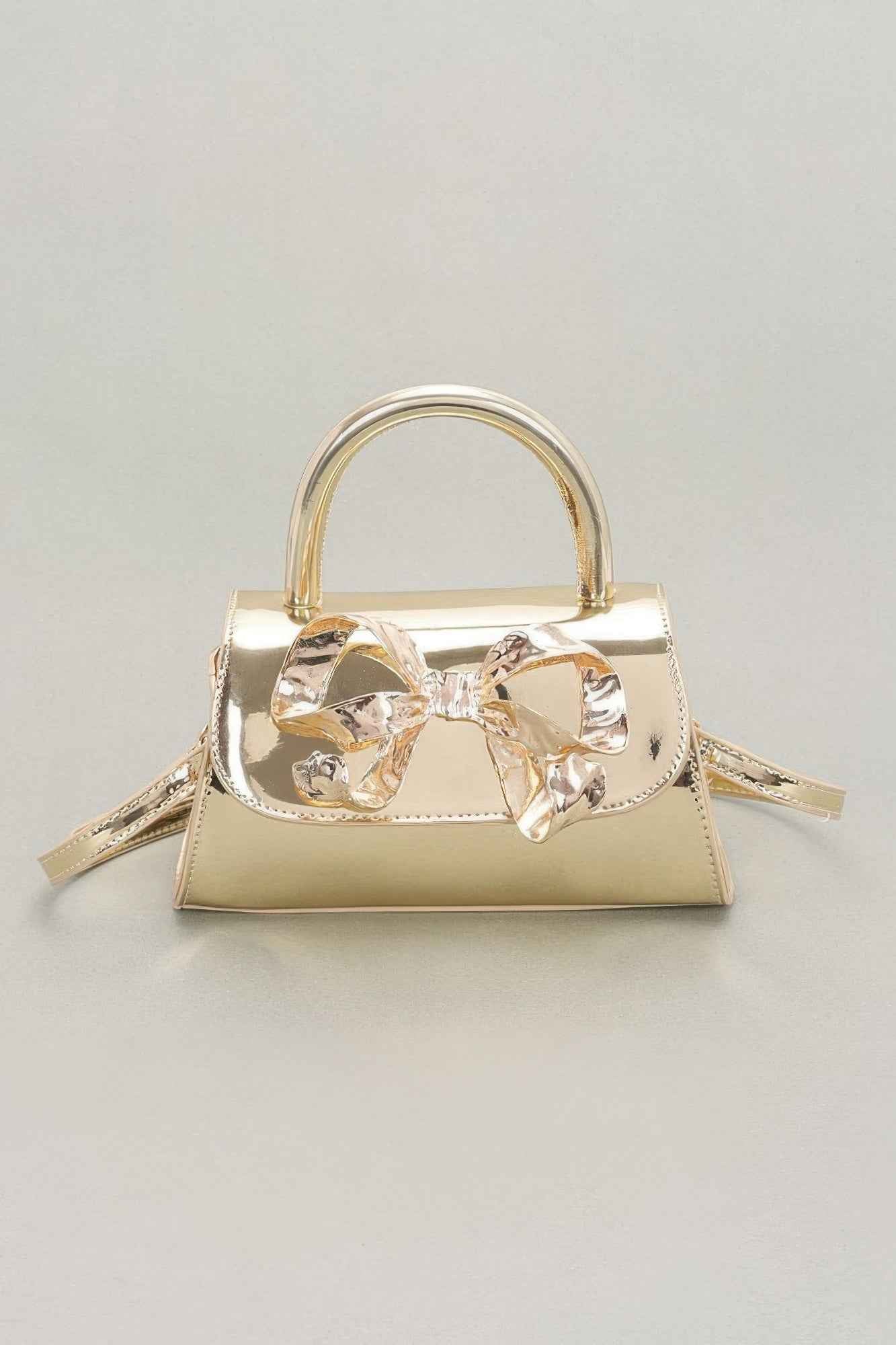 New Arrival – Faux Mirror Leather Ribbon Metal Top Handle Bag – New Arrival Now Live