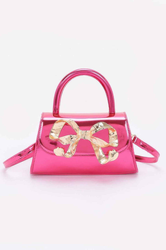 Faux Mirror Leather Ribbon Metal Top Handle Bag – New Arrival Now Live