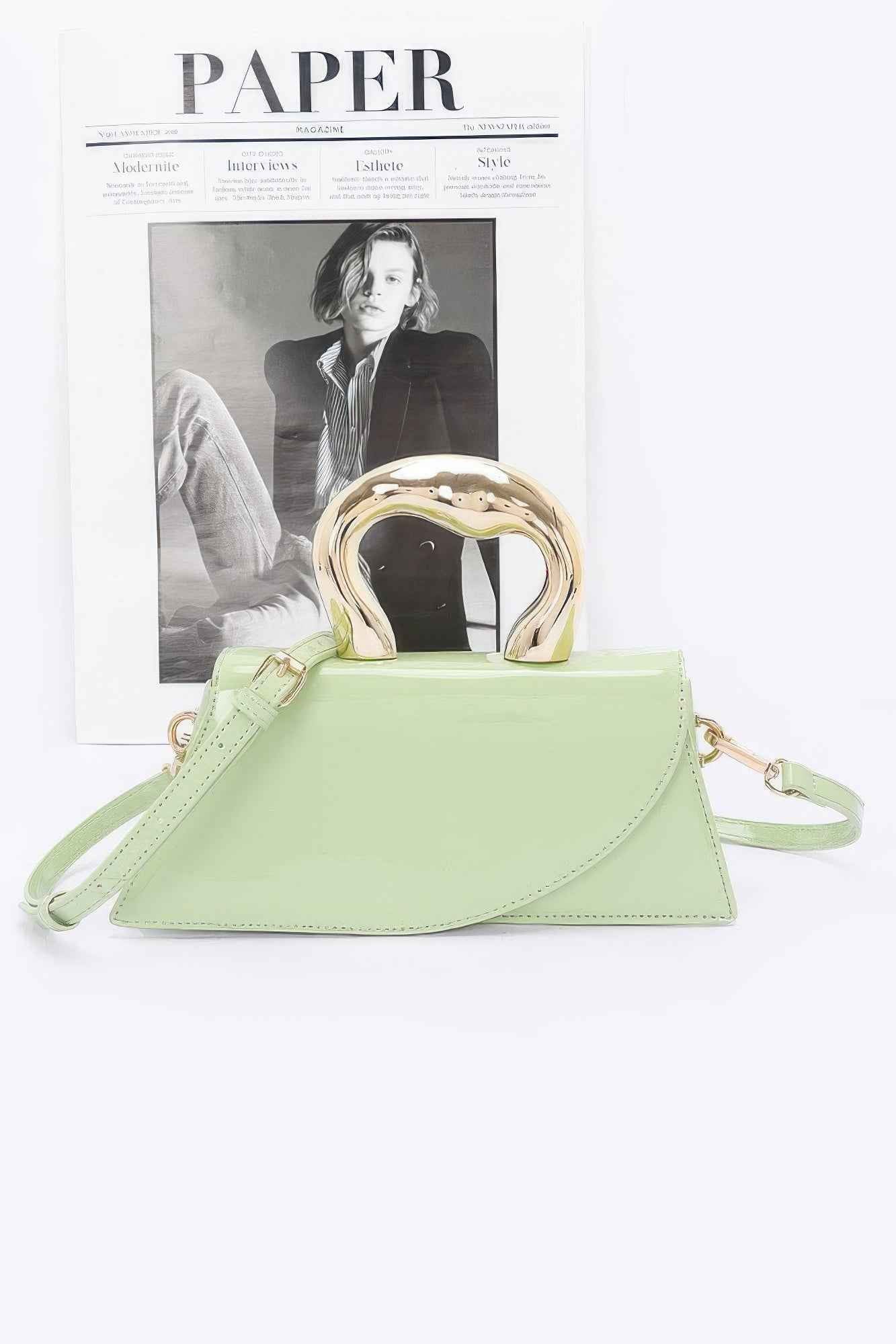 New Arrival – Faux Leather Metal Handle Flap Bag – New Arrival Now Live