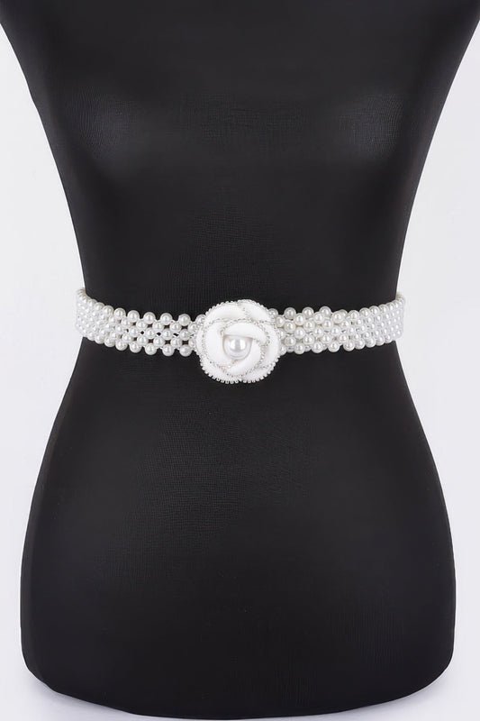 Flower Faux Pearl Elastic Belt – New Arrival Now Live