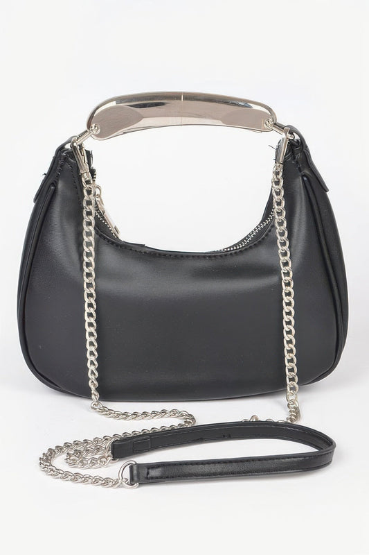 Metallic Faux Leather Metal Top Handle Clutch – New Arrival Now Live