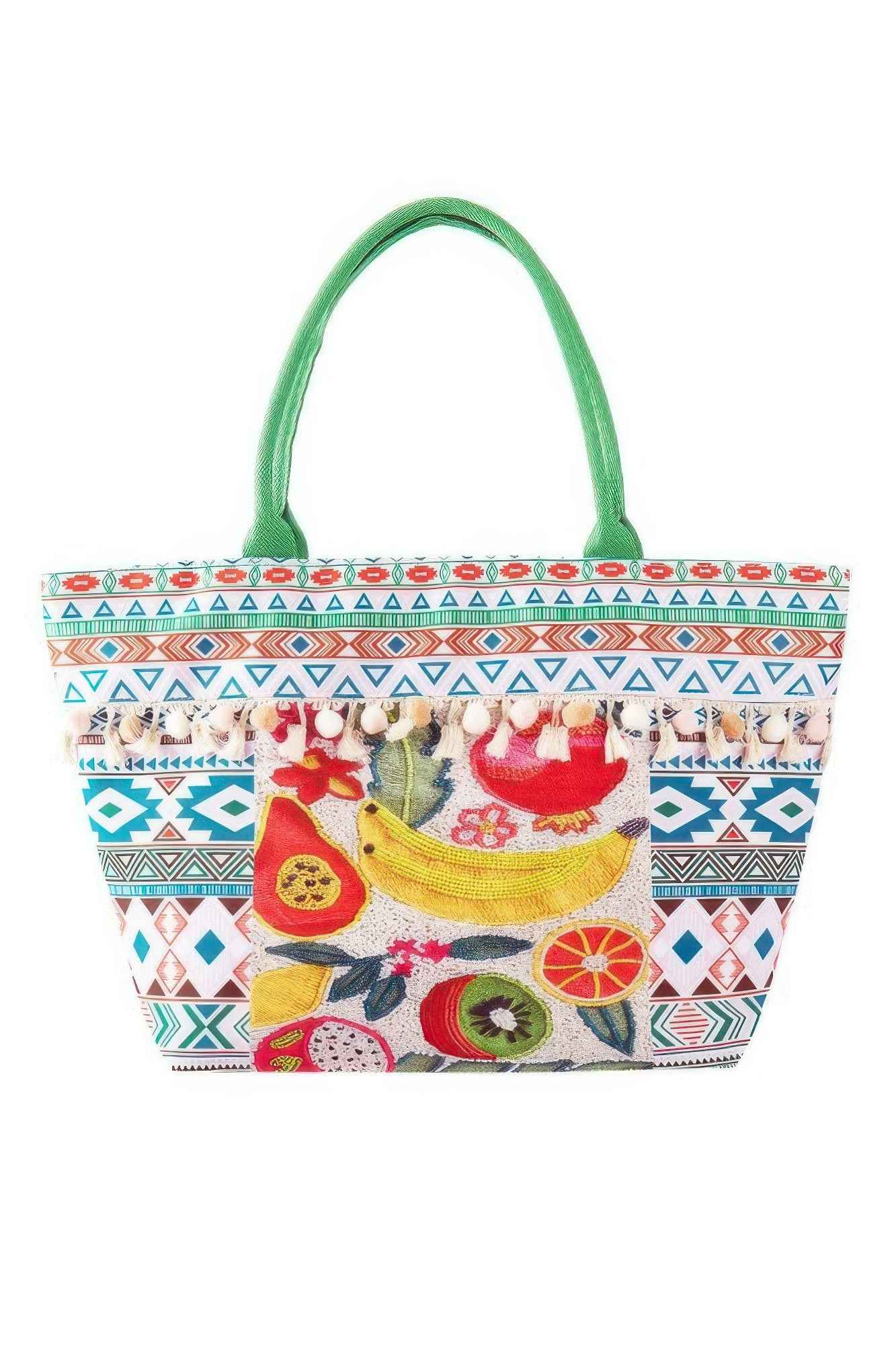 New Arrival – Fruit Boho Print Pom Pom Fringe Tote Bag – New Arrival Now Live