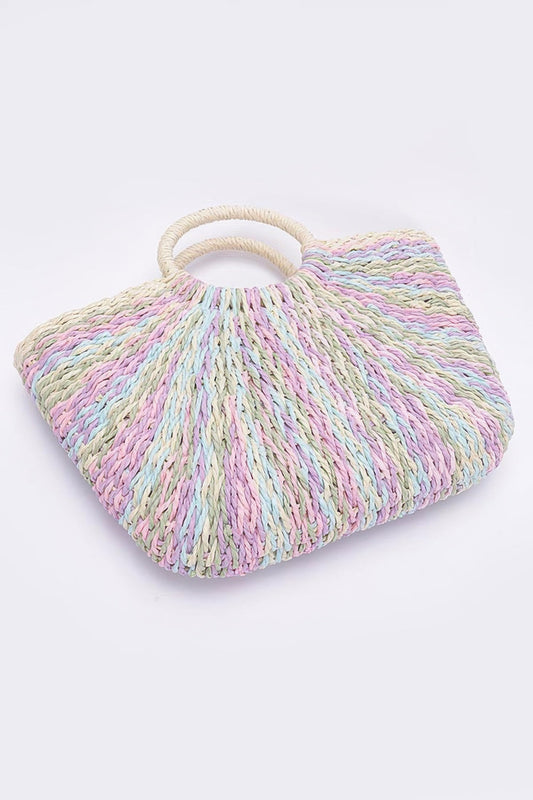 Faux Straw Multi Color Round Handle Tote Bag – New Arrival Now Live