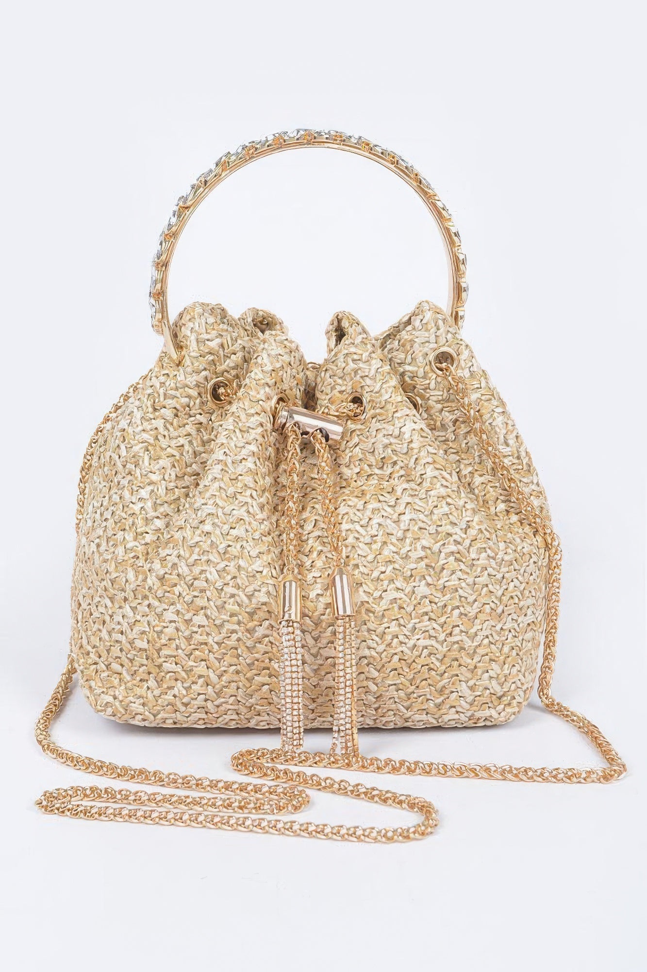 New Arrival – Faux Straw Bucket Bag W/stone Handle – New Arrival Now Live