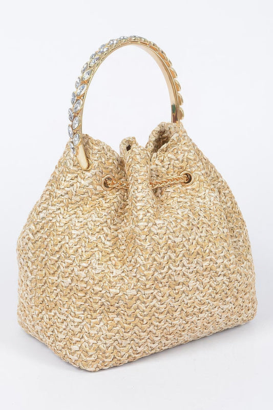 Faux Straw Bucket Bag W/stone Handle – New Arrival Now Live
