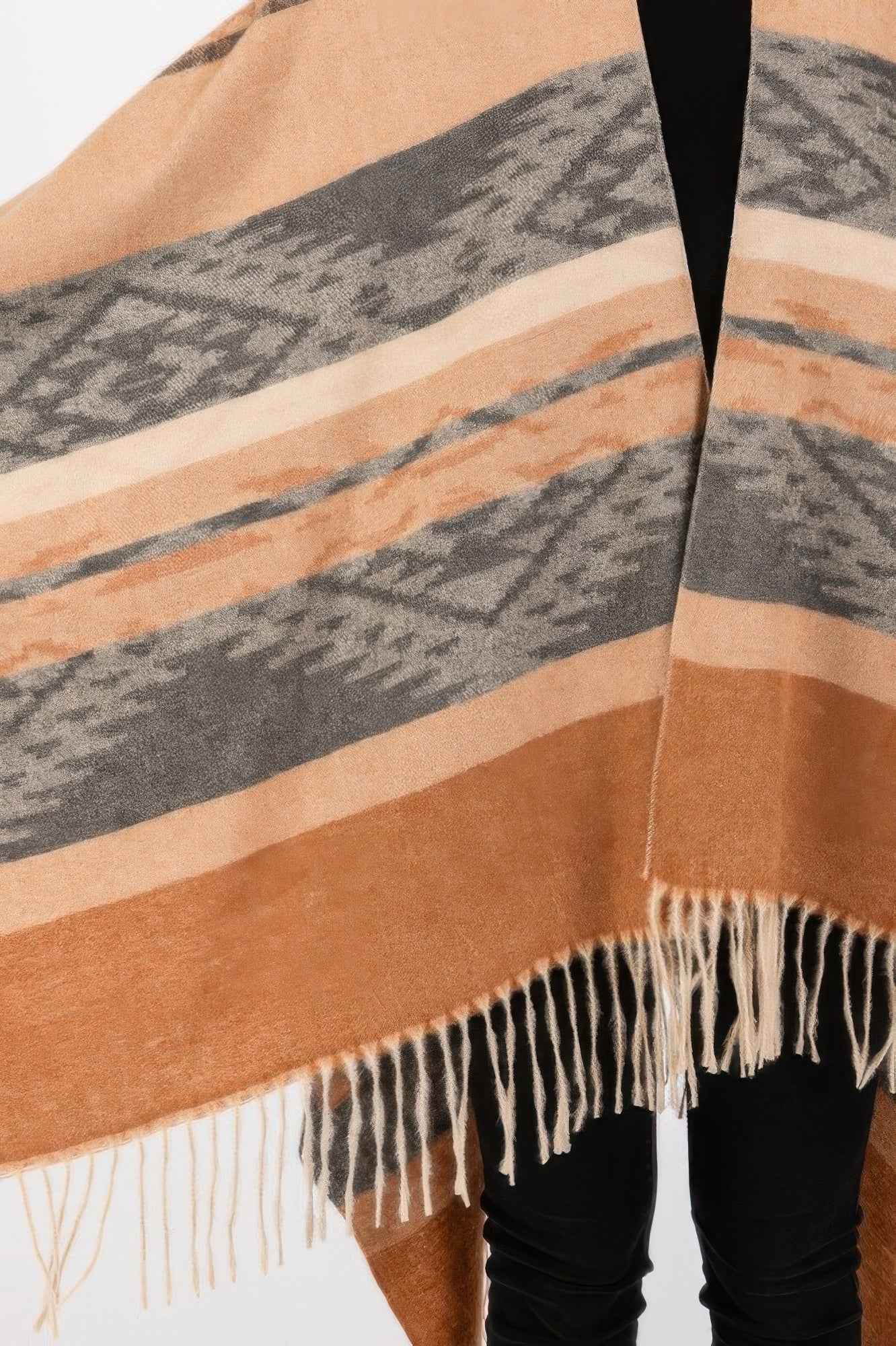 Aztec Pattern Fringe Ruana