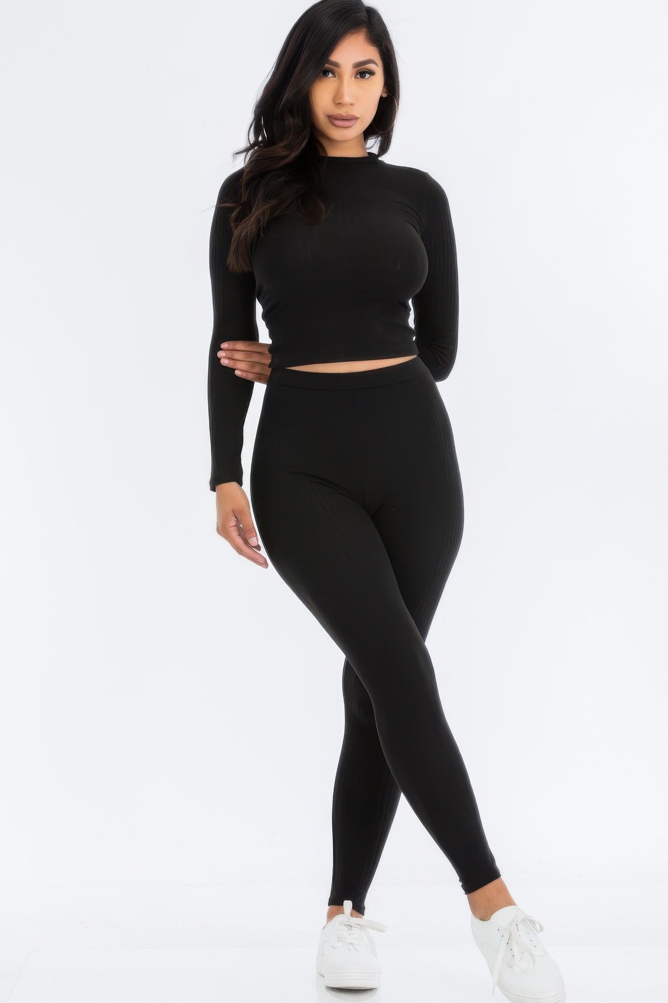 Ribbed Mock Neck Long Sleeve Top & Leggings Set – New Arrival Now Live