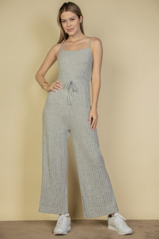 New Arrival – Sweater-knit Fuzzy Frenchy Tie Front Cami Jumpsuit – New Arrival Now Live