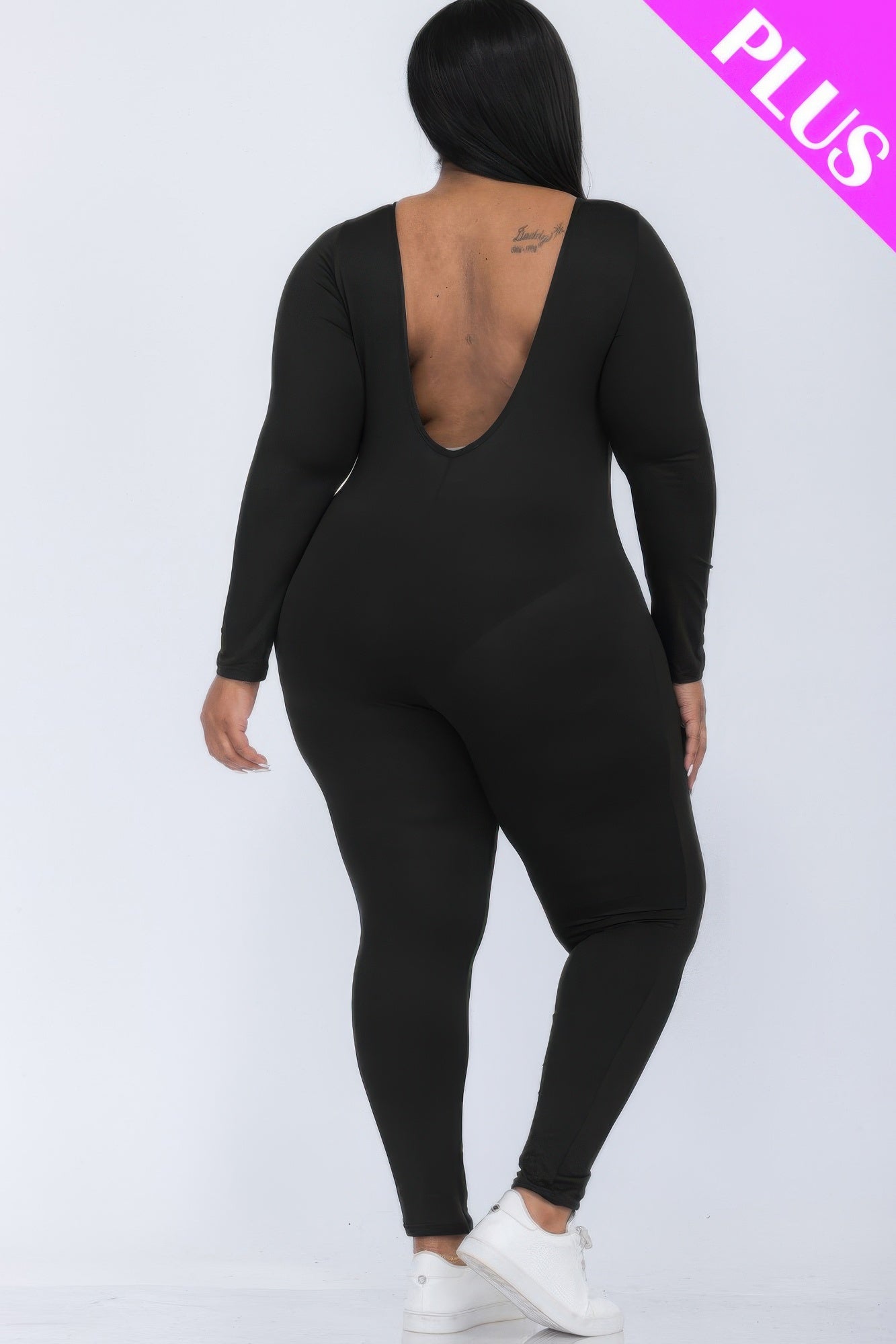 Plus Size Scoop Neck Long Sleeve Bodycon Jumpsuit – New Arrival Now Live
