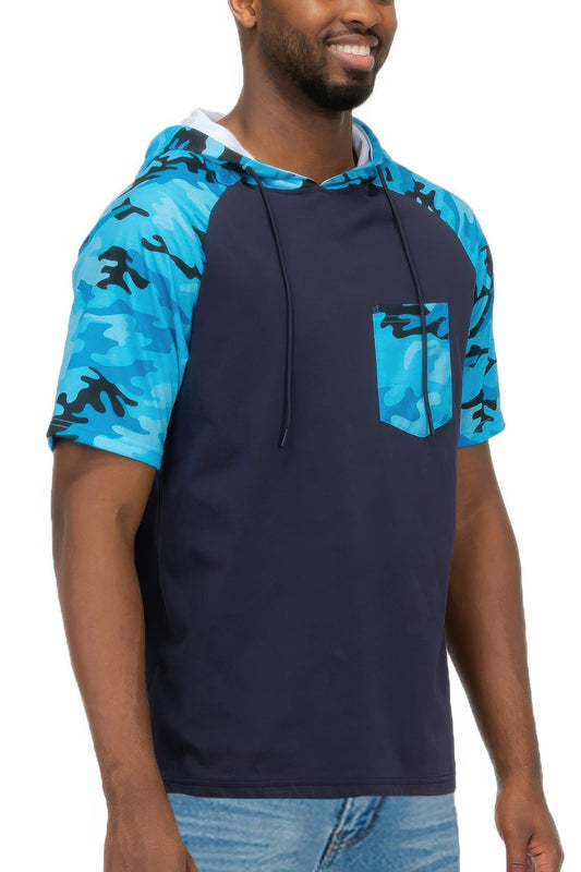 Mens Short Sleeve Camo Hooded Tshirt – New Arrival Now Live