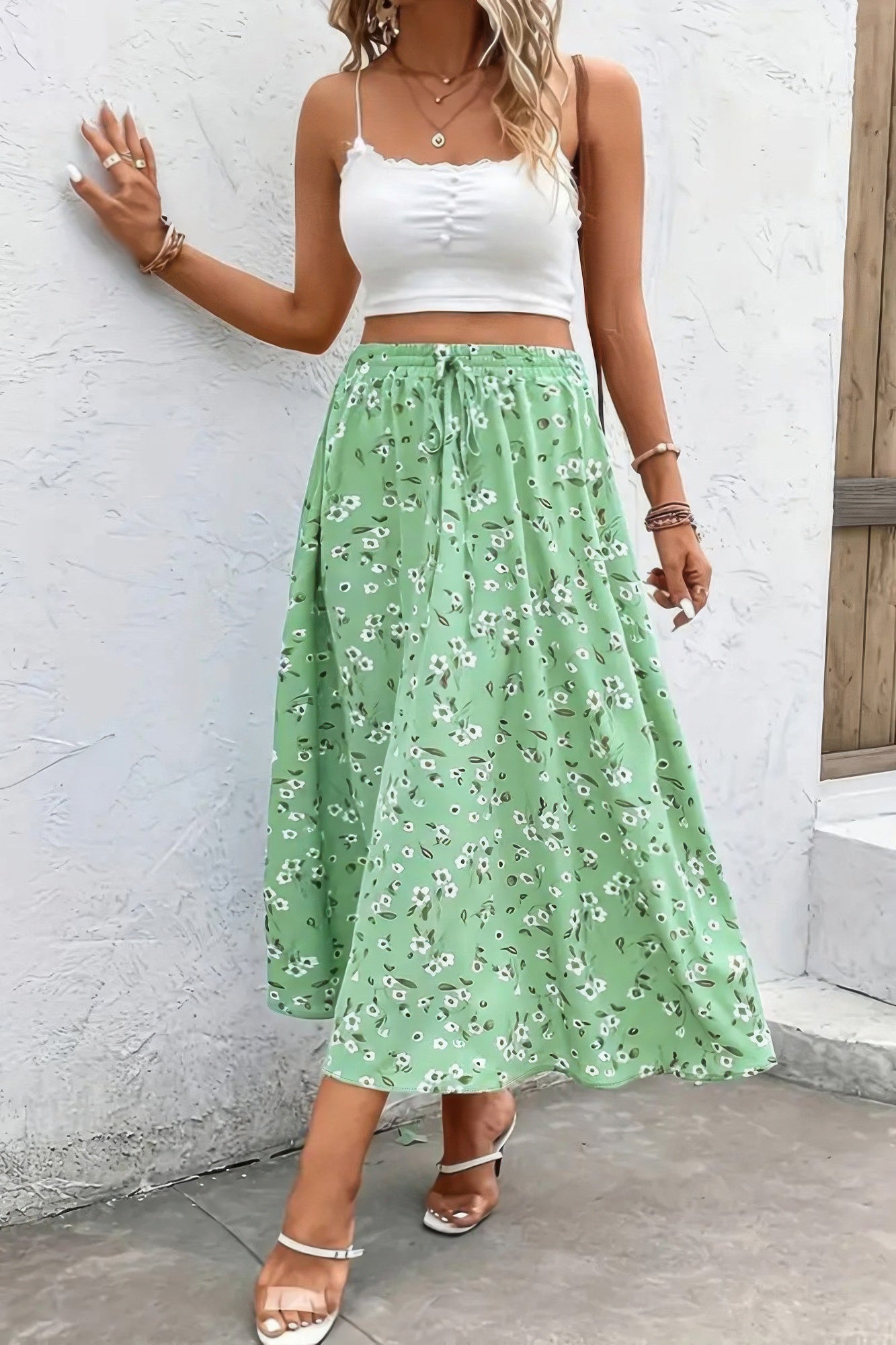 New Arrival – Plus Size Plus Floral Print Drawstring Waist Fit Skirt – Stylish & Comfortable – New Arrival Now Live