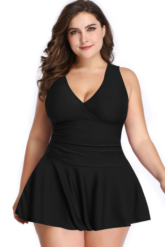 Plus Size Solid Ruffle V Neck Fit Swimsuits – New Arrival Now Live