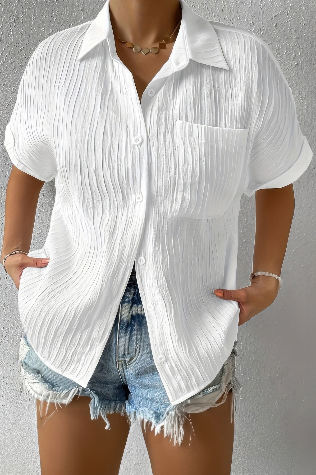 New Arrival – Button Down Lapel Pockets Loose Solid Shirt – New Arrival Now Live