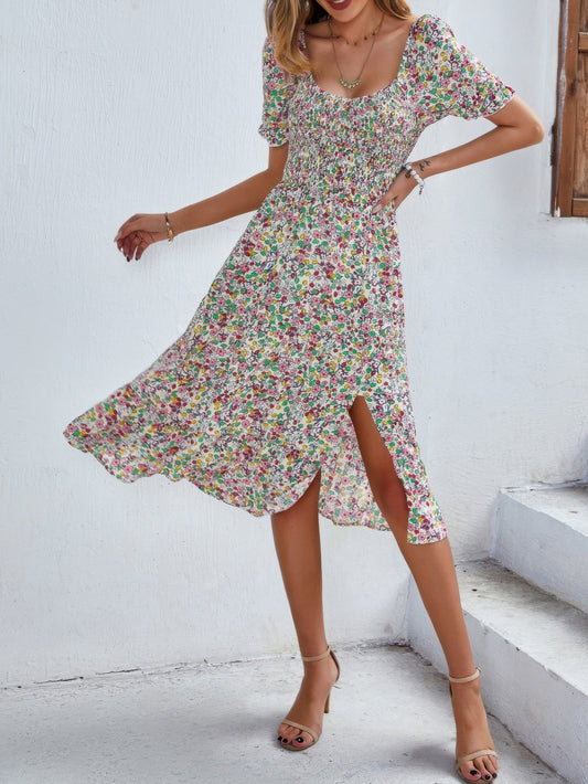 Bohemia Floral Puff Sleeve Flounce Sleeve Dress – New Arrival Now Live