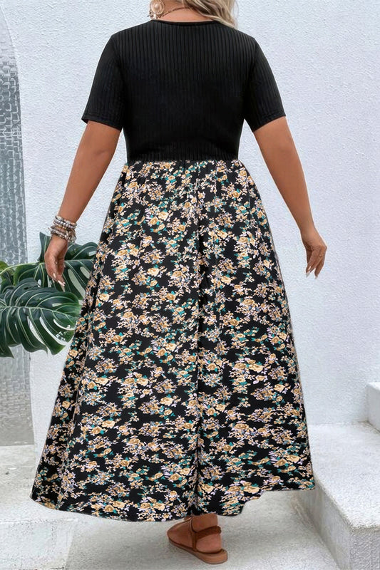 Plus Size Plus Floral Print Elastic Fit High Waist Dress – Stylish & Comfortable – New Arrival Now Live