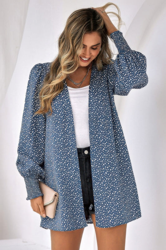 Allover Print Shirred Cuff Lantern Sleeve Kimono – New Arrival Now Live
