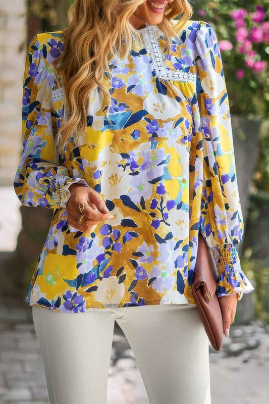 Floral Contrast Lace Trim Split Top – New Arrival Now Live