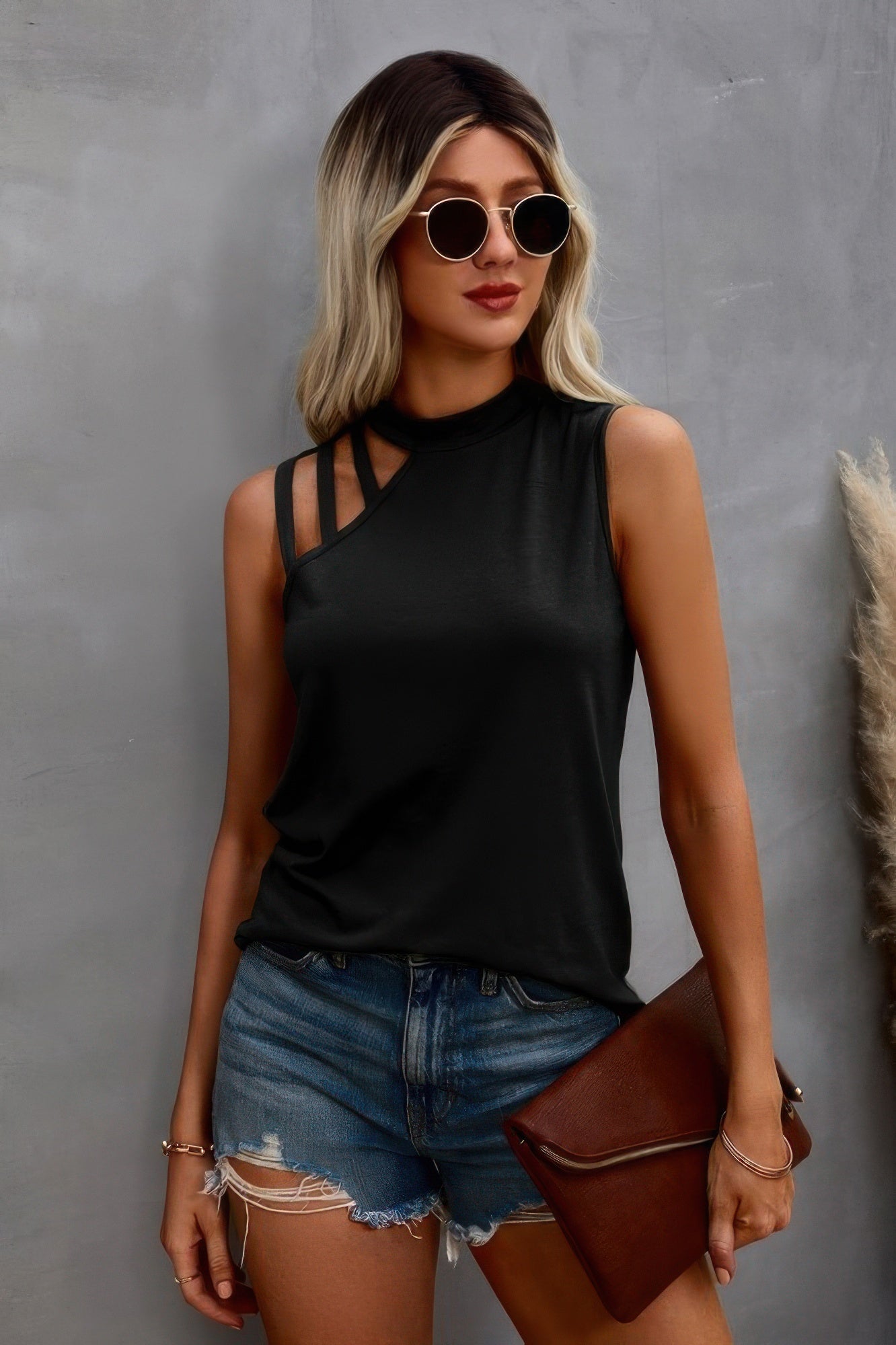 New Arrival – Solid Cold Cut Out Shoulder Sleeveless Top – New Arrival Now Live