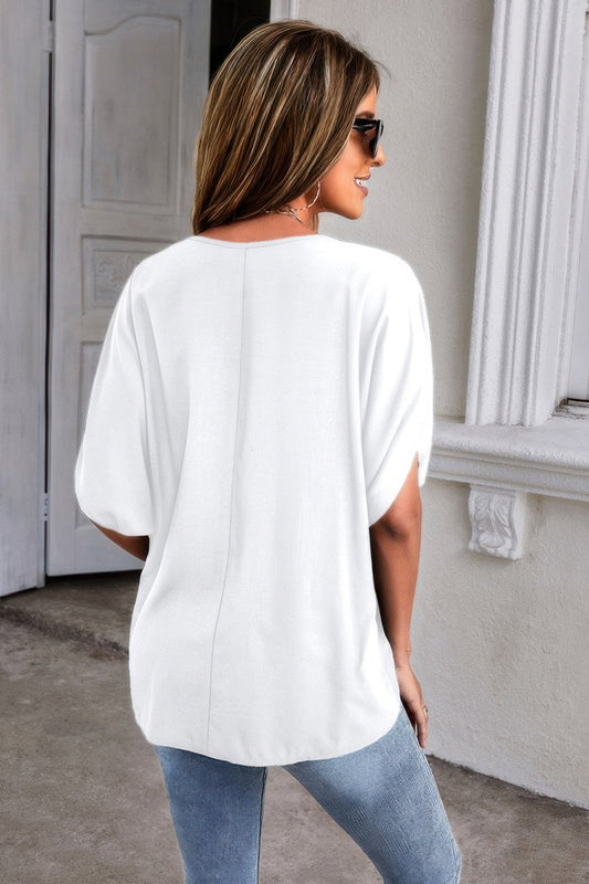 V Neck Formal Batwing Half Sleeve Loose Shirt – New Arrival Now Live