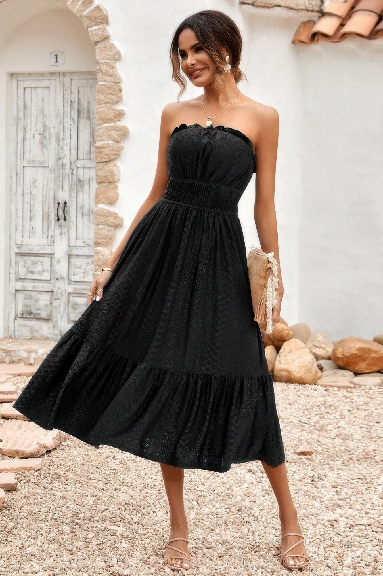 Off Shoulder Lace Trim Strapless Tube A Line Dress – New Arrival Now Live