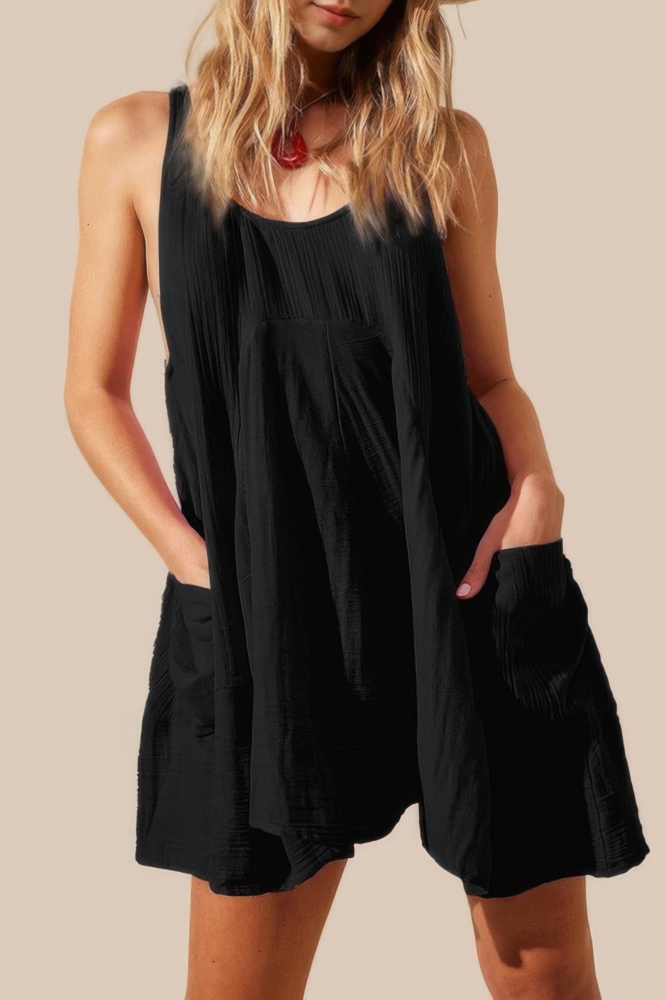 New Arrival – U Neck Backless Sleeveless Mini Pocket Dress – New Arrival Now Live